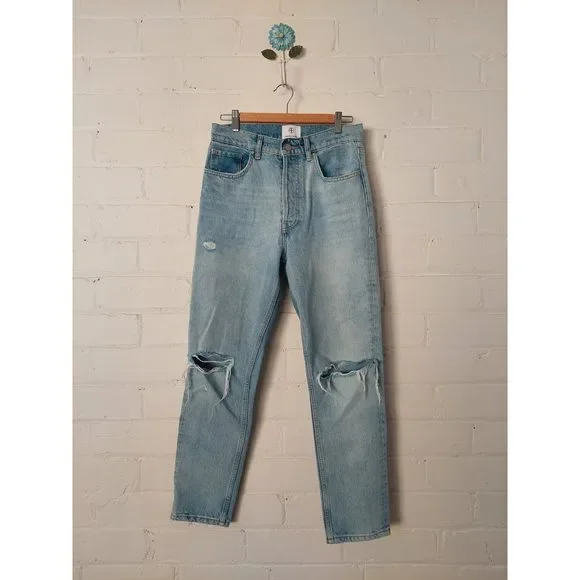 Anine Bing Sonya Jean Destructed Classic Blue, Size 28 (10) - Picture 6 of 10